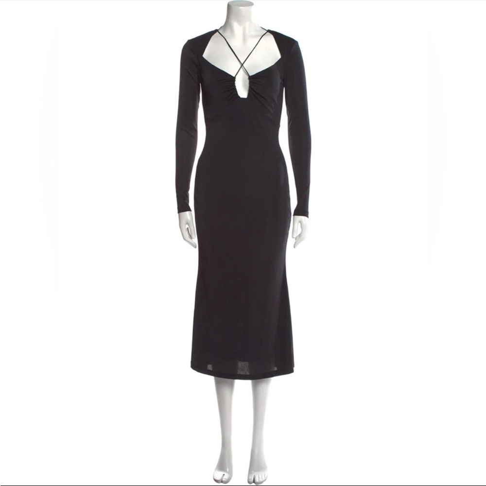 Jason Wu Backless Plunge Midi Dress S Black